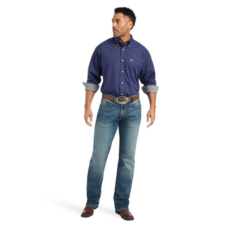 Ariat Men's Izik Midnight Sail Wrinkle Free Classic Fit Long Sleeve Shirt 10042320 - Image 4
