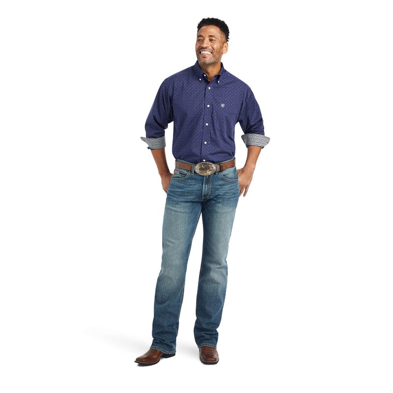Ariat Men's Izik Midnight Sail Wrinkle Free Classic Fit Long Sleeve Shirt 10042320 - Image 5