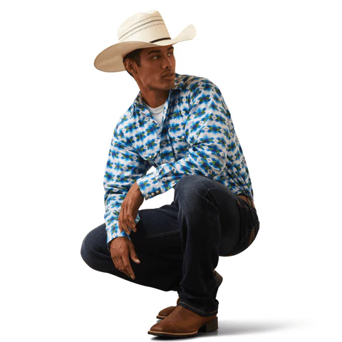 Ariat Men's Levi White Classic Fit Long Sleeve Shirt 10043793 - Image 3