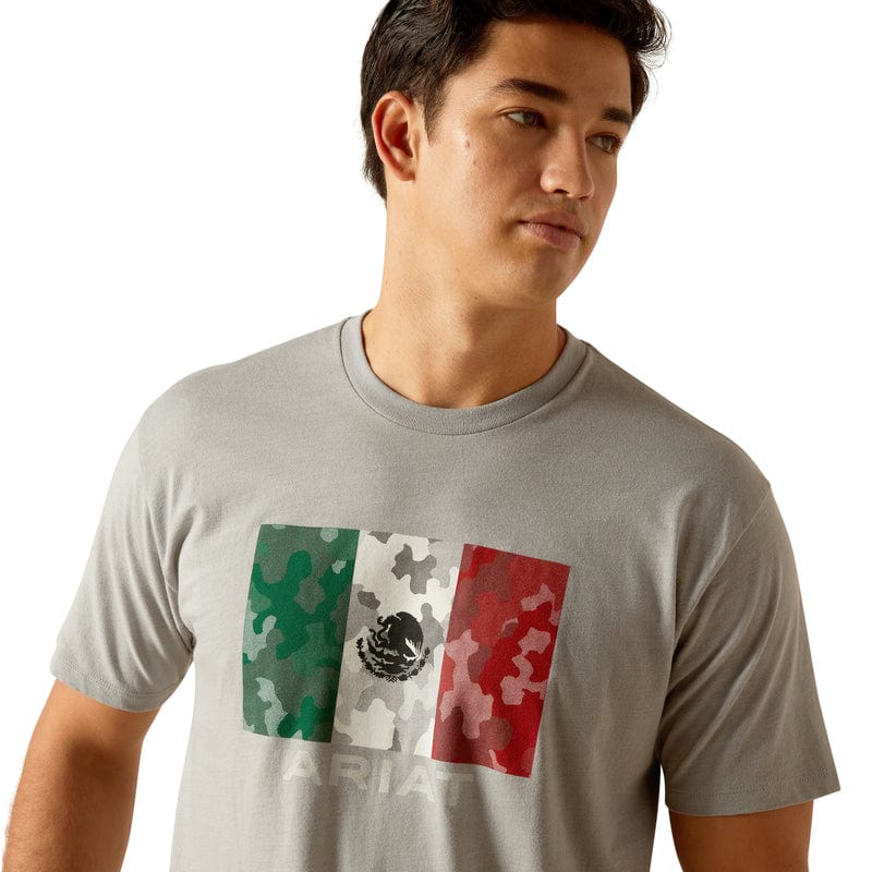 Ariat Men's Mexico Camo Flag Stone Heather Short Sleeve Graphic T-Shirt 10051751 - Image 2