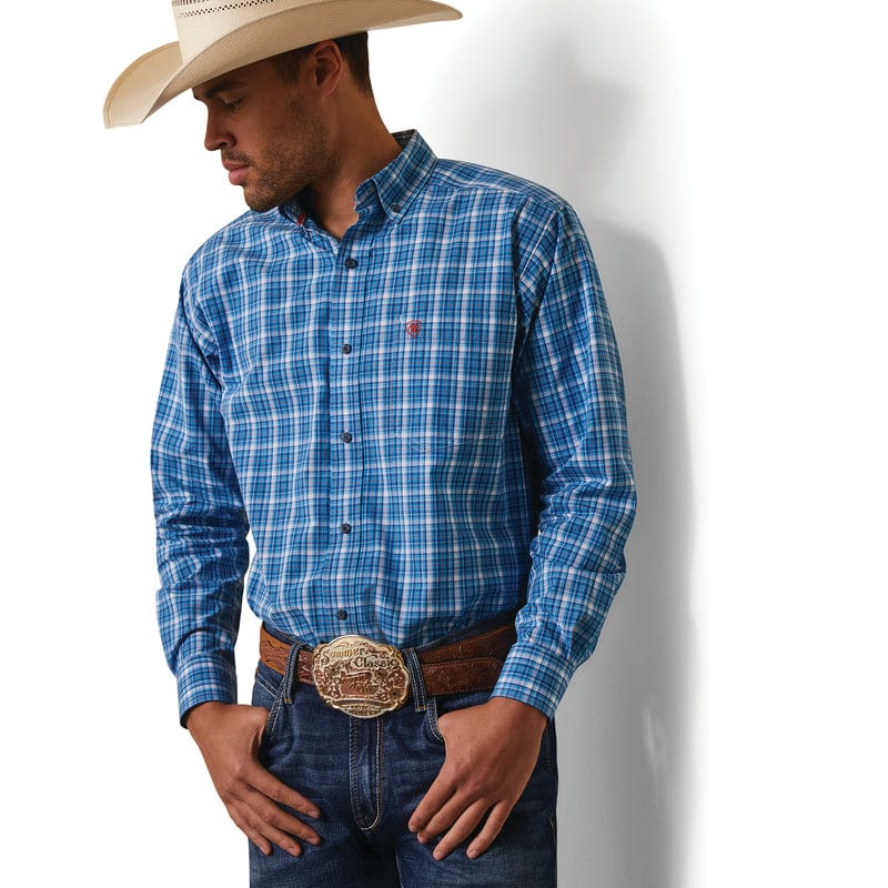 Ariat Men's Pro Series Leyton Light Blue Classic Fit Long Sleeve Button Down Shirt 10043693