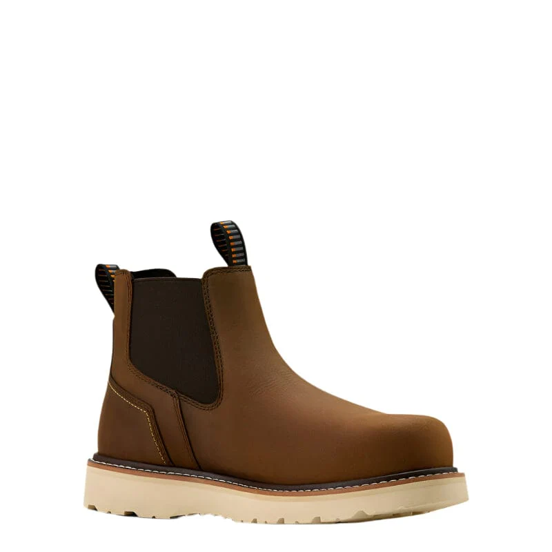 Ariat Men's Rebar Wedge Distressed Brown Chelsea Waterproof Work Boot 10061116 - Image 4