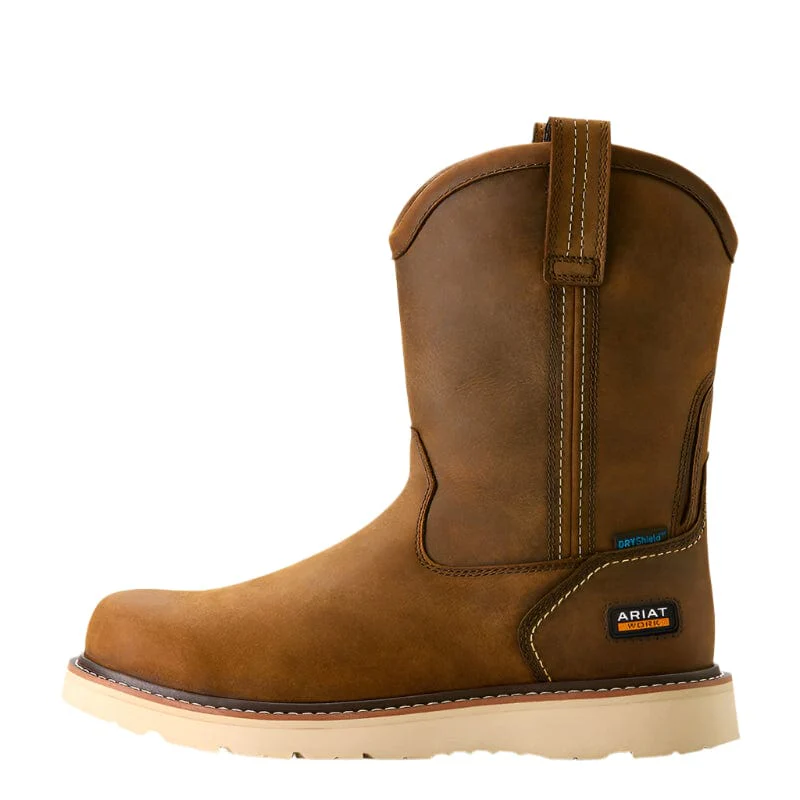 Ariat Men's Rebar Wedge Pull-On Distressed Brown Waterproof Work Boot 10053612 - Image 4