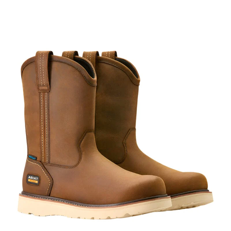 Ariat Men's Rebar Wedge Pull-On Distressed Brown Waterproof Work Boot 10053612 - Image 5