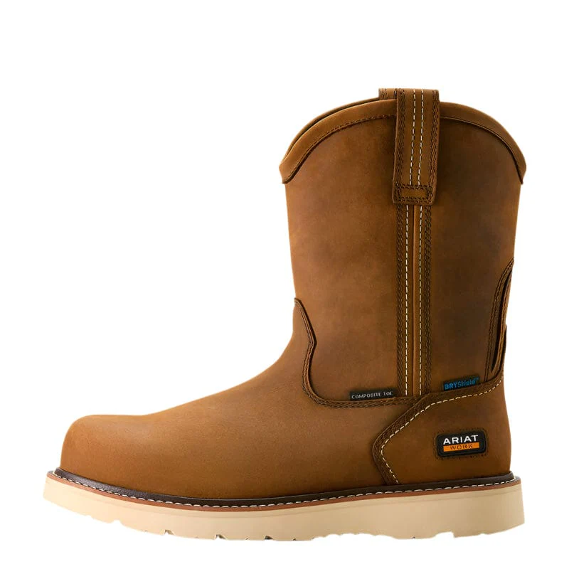 Ariat Men's Rebar Wedge Pull-On Waterproof Distressed Brown Composite Toe Work Boot 10053613 - Image 2