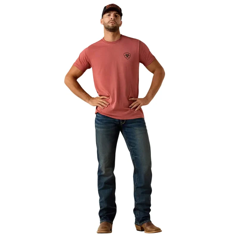 Ariat Men's Red Clay Heather Banner Badge T-Shirt 10073957 - Image 2