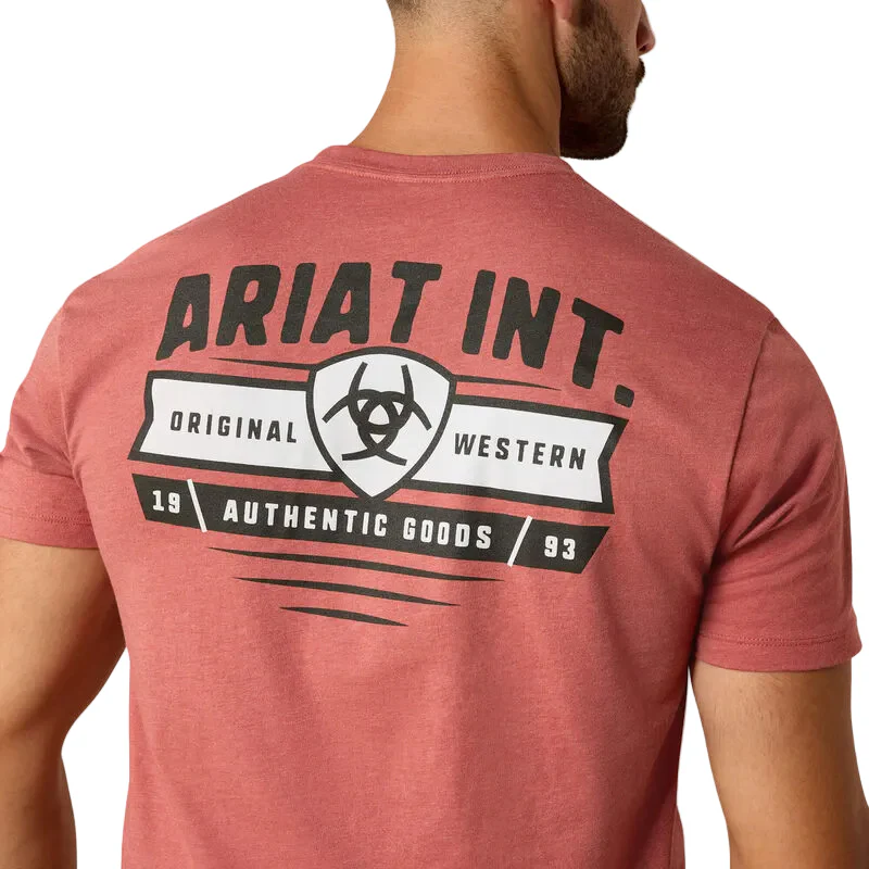 Ariat Men's Red Clay Heather Banner Badge T-Shirt 10073957 - Image 3