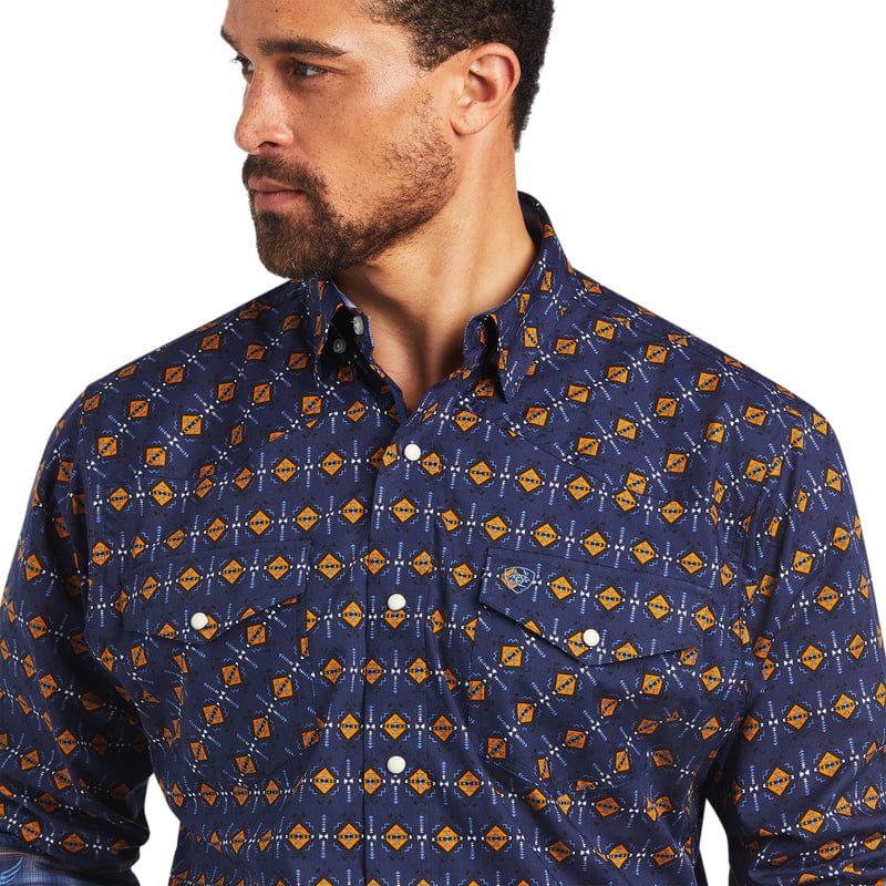Ariat Men's Relentless Steeled Peacoat Stretch Classic Fit Snap Long Sleeve Shirt 10040709 - Image 3