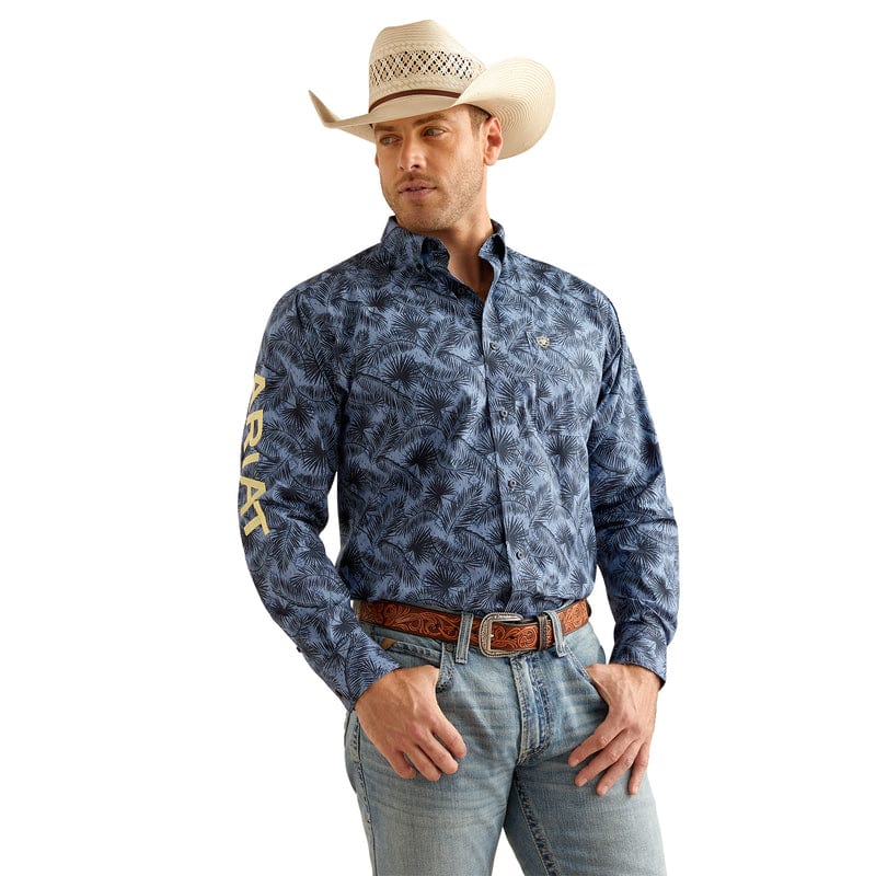Ariat Men's Team Garett Blue Long Sleeve Button Down Classic Fit Shirt 10048393