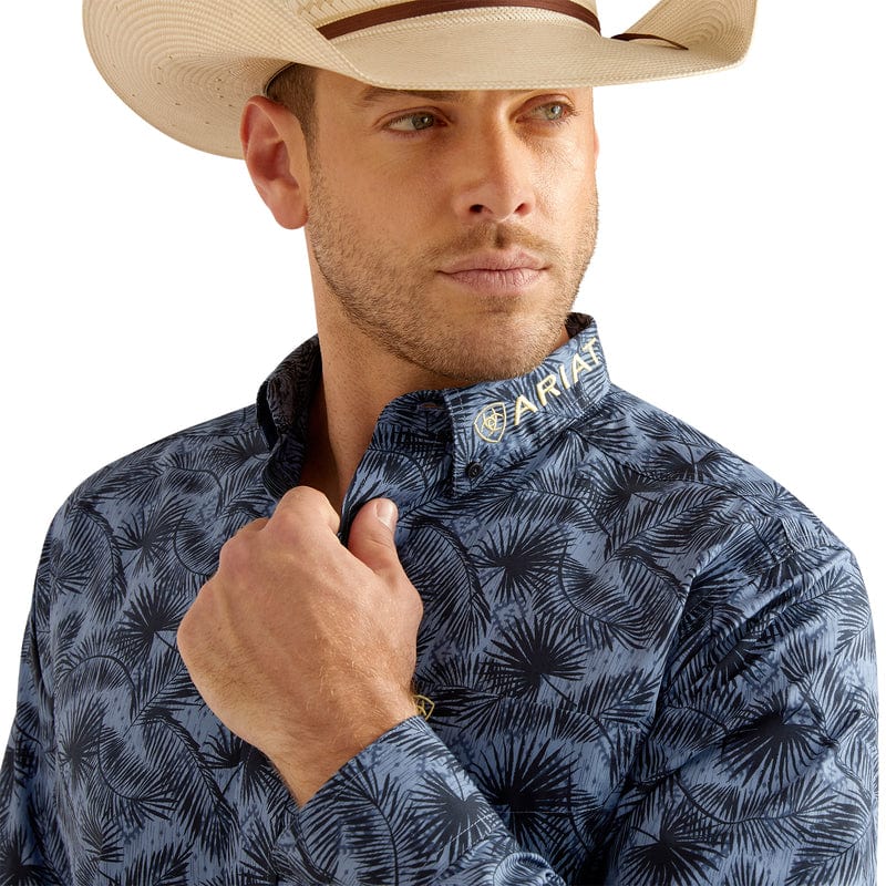 Ariat Men's Team Garett Blue Long Sleeve Button Down Classic Fit Shirt 10048393 - Image 3