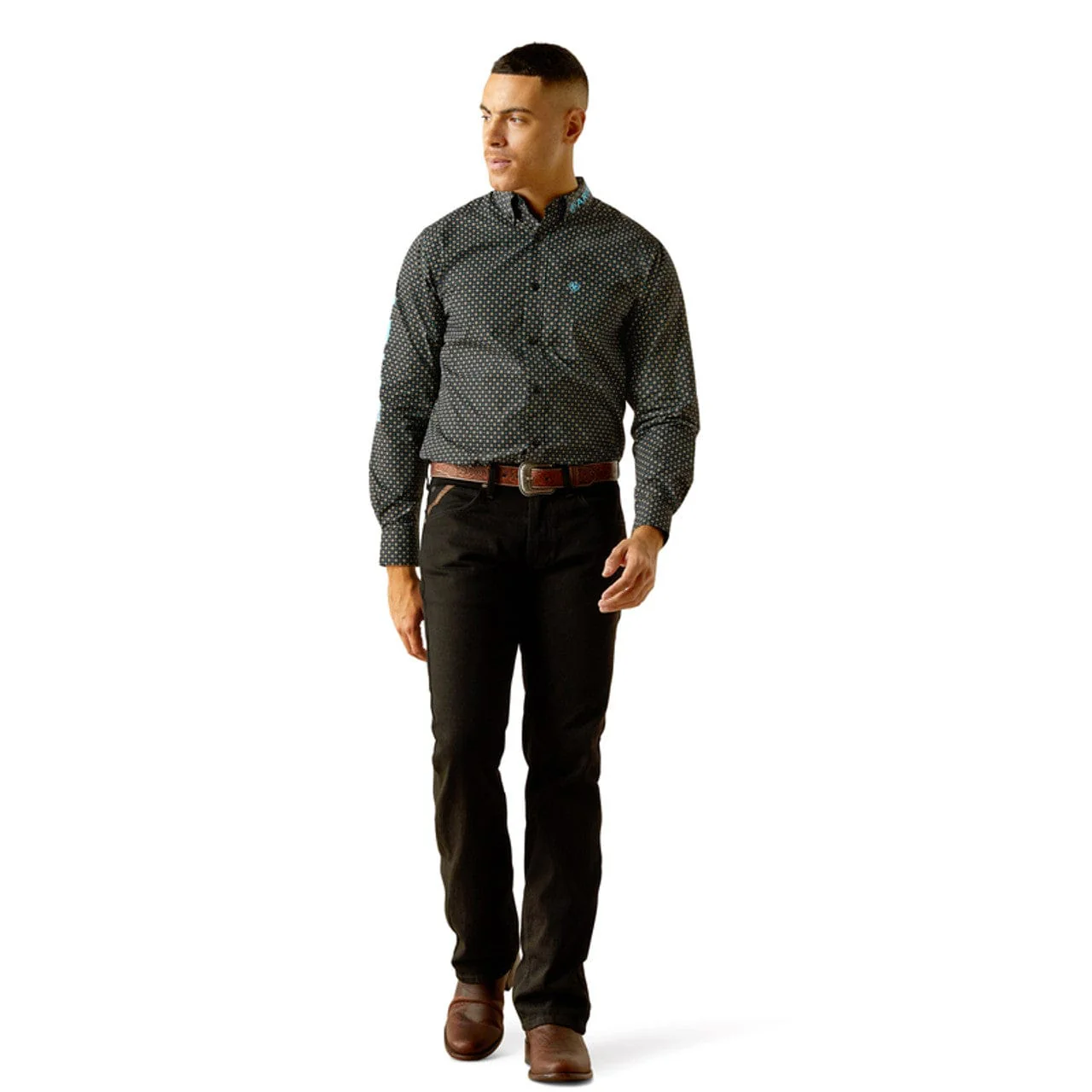 Ariat Men's Team Logo Abel Black Print Button Down Western Shirt 10058738 - Image 3