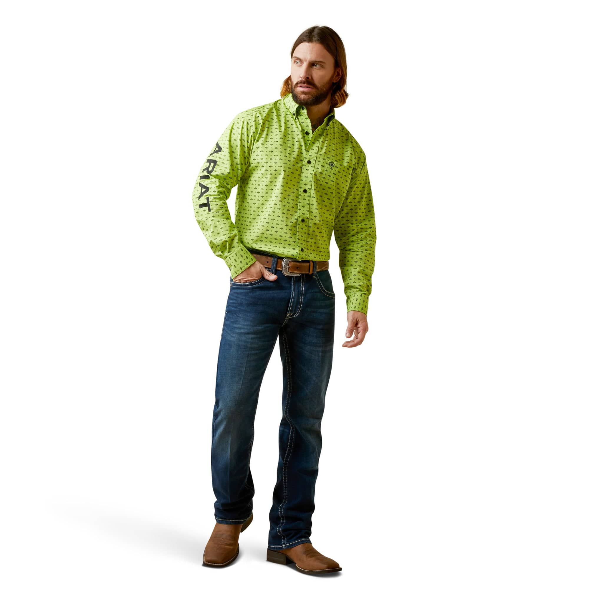 Ariat Men's Team Pruitt Green Classic Fit Shirt 10045065 - Image 4