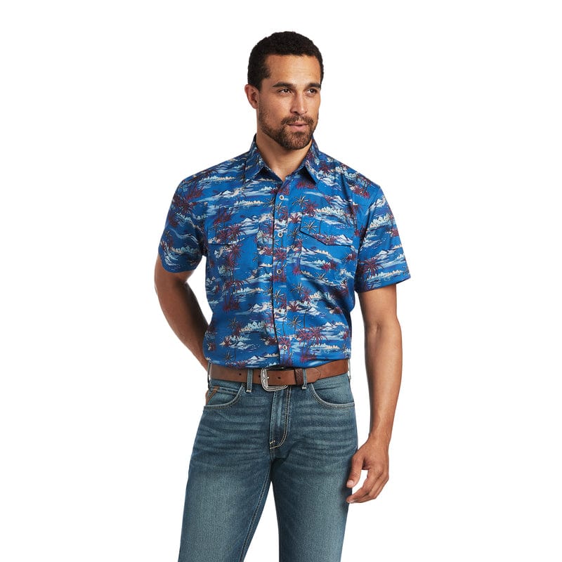 Ariat Men's VentTek Island Print Western Fitted Short Sleeve Shirt 10040455