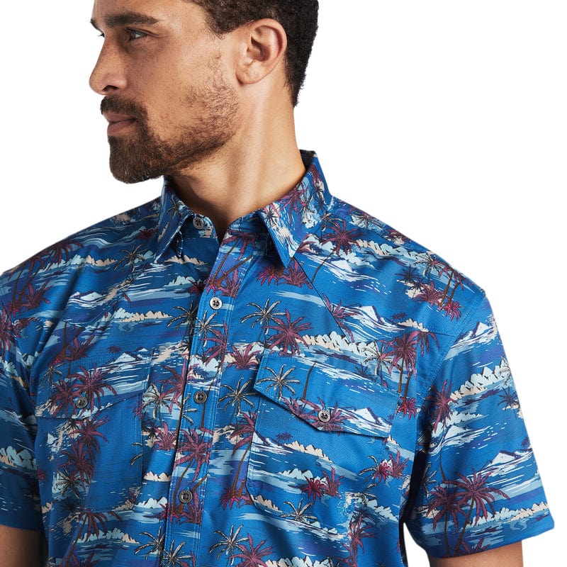 Ariat Men's VentTek Island Print Western Fitted Short Sleeve Shirt 10040455 - Image 3