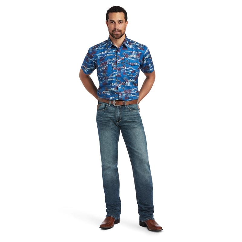 Ariat Men's VentTek Island Print Western Fitted Short Sleeve Shirt 10040455 - Image 4