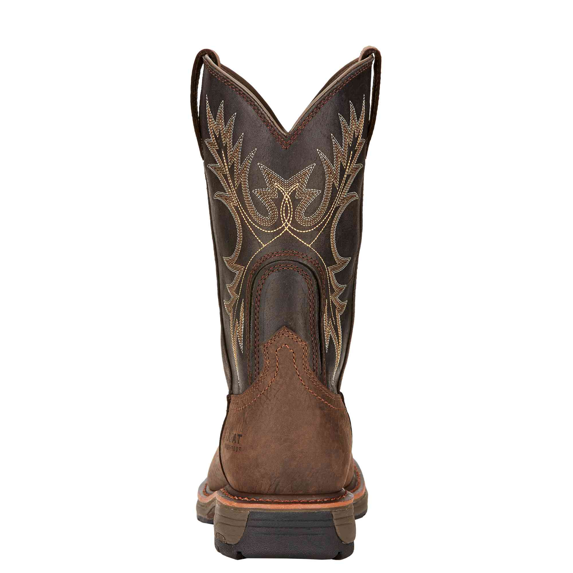 Ariat Men's WorkHog H20 Bruin Brown Waterproof Work Boots 10017436 - Image 3