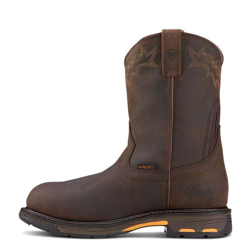 Ariat Men's Oily Distressed Brown WorkHog Waterproof Composite Toe Work Boots 10001200 - Image 3
