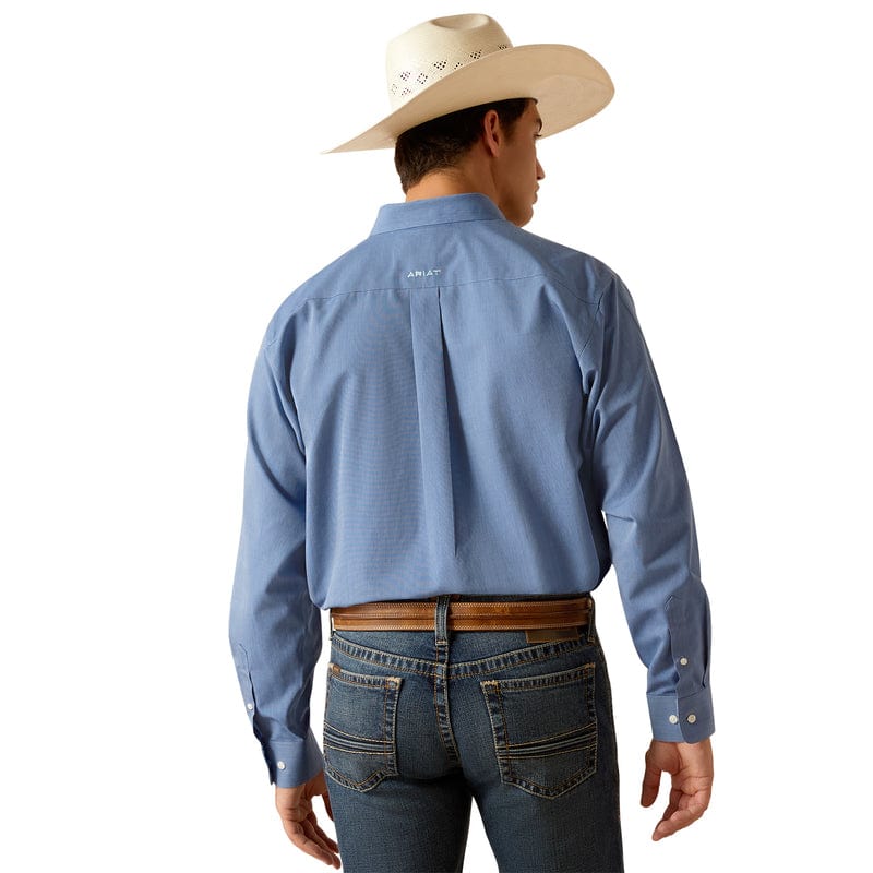 Ariat Men's Wrinkle Free Solid Pinpoint Oxford Classic Fit Mazarine Blue Long Sleeve Button Down Shirt 10048866 - Image 3