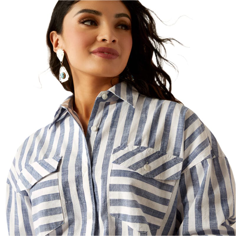 Ariat Women's Baggy Coastal Stripe Button Up Shirt 10054541 - Image 4