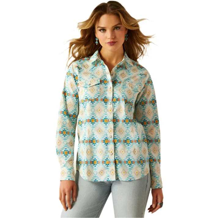 Ariat Women's Blue Cayo Aztec Stripe Everyday Western Shirt 10060382