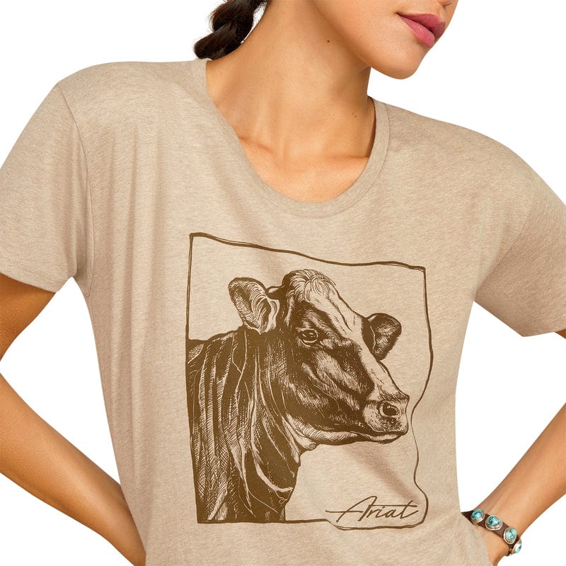 Ariat Women's Cow Cover Oatmeal Heather Graphic T-Shirt 10051765 - Image 2