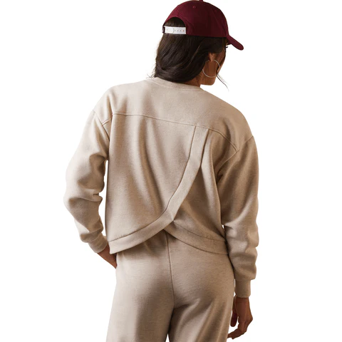 Ariat Women's Cowboy Crew Oatmeal Heather Sweater 10043660 - Image 3