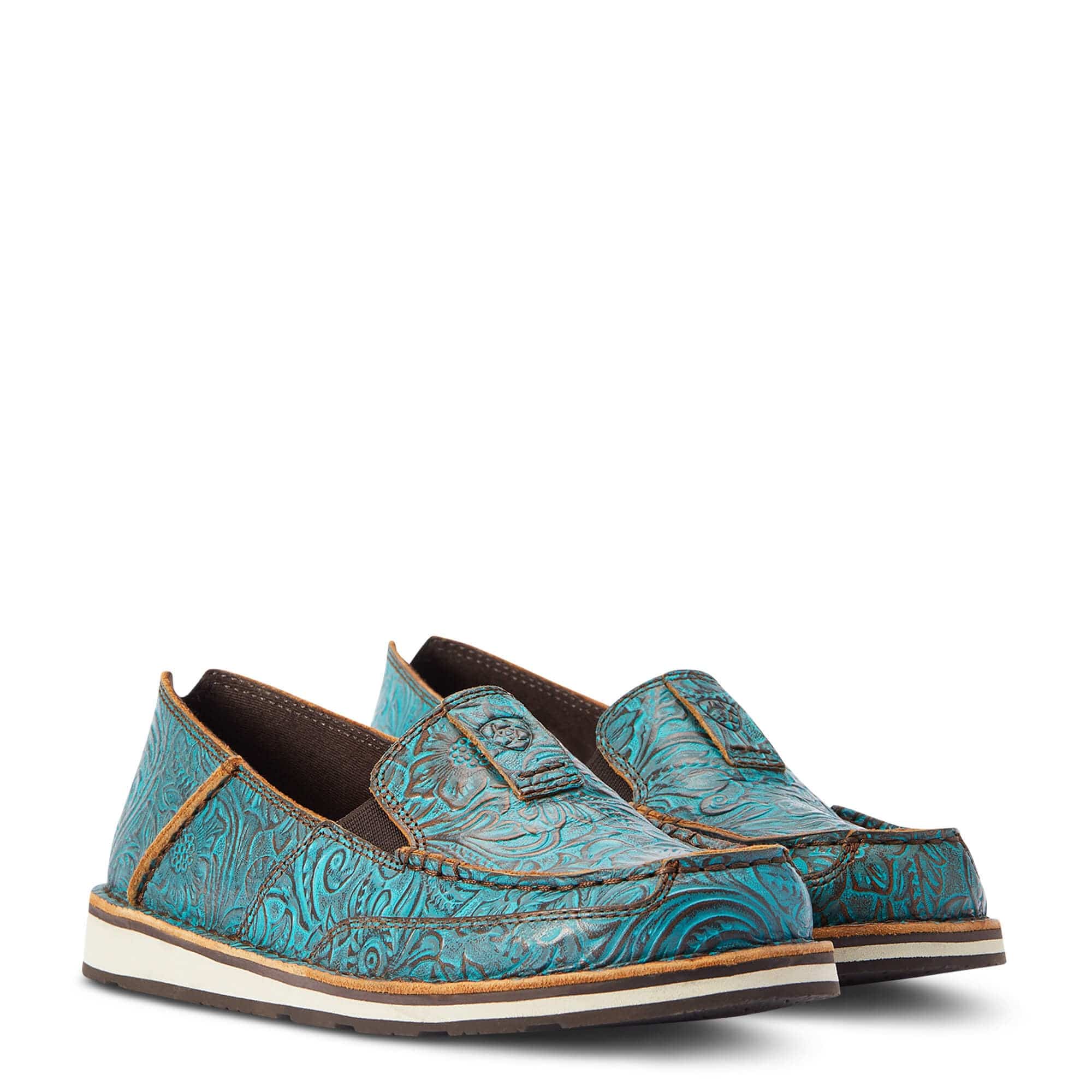 Ariat Women's Cruiser Brushed Turquoise Floral Embossed Shoes 10042526 - Image 7