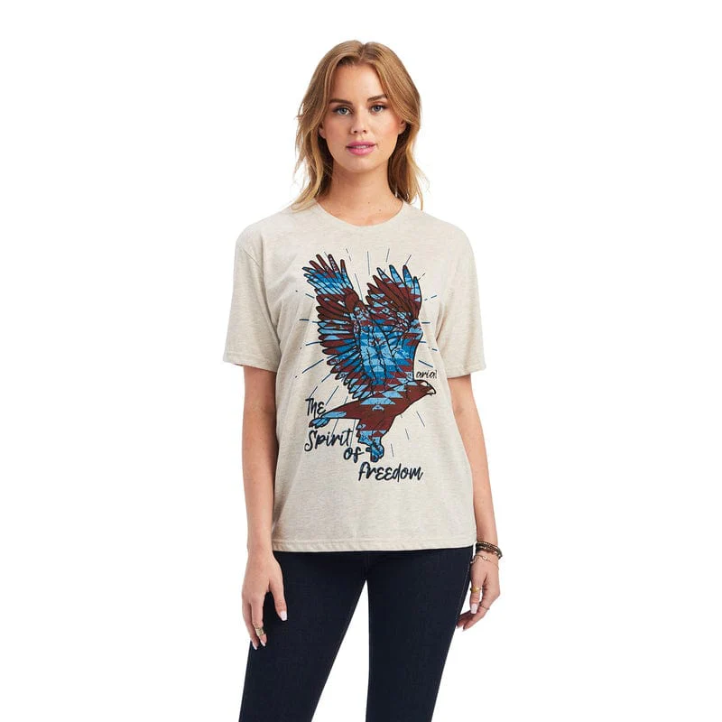 Ariat Women's Freedom Spirit Oatmeal Heather Short Sleeve Tee 10041310