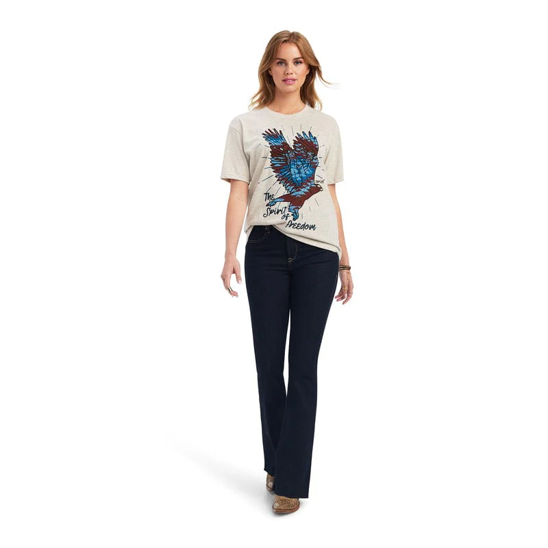 Ariat Women's Freedom Spirit Oatmeal Heather Short Sleeve Tee 10041310 - Image 2