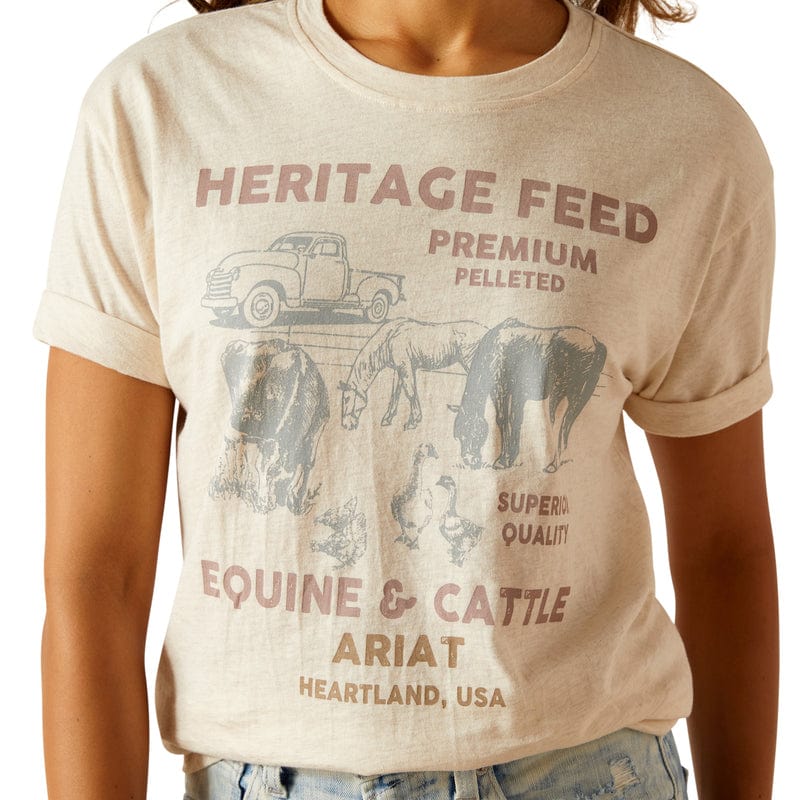 Ariat Women's Heritage Feed Oatmeal Heather Graphic T-Shirt 10051291 - Image 2