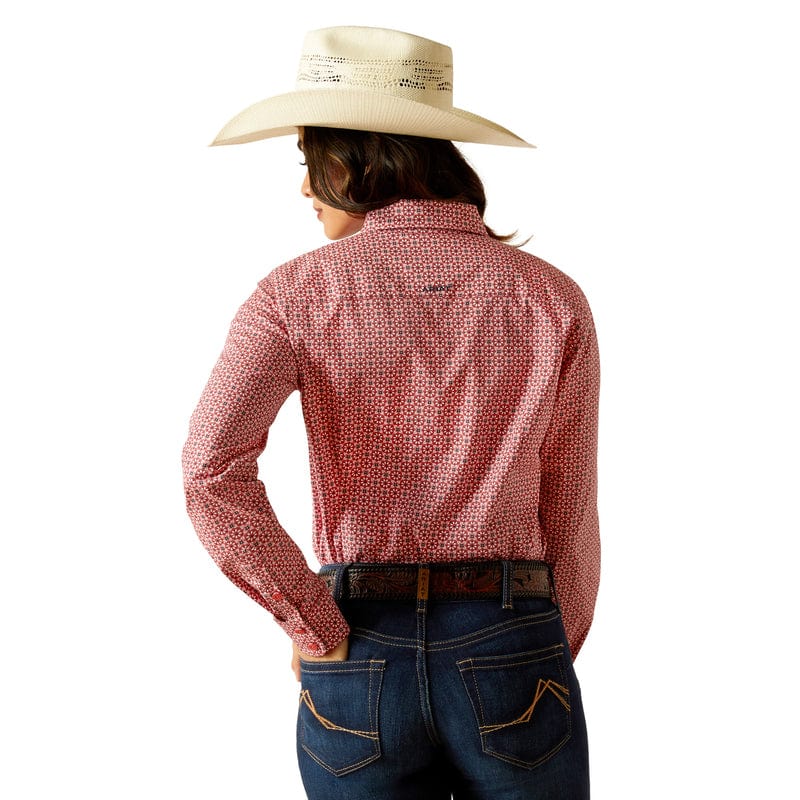 Ariat Women's Kirby Garnet Rose Geo Long Sleeve Stretch Shirt 10051332 - Image 3