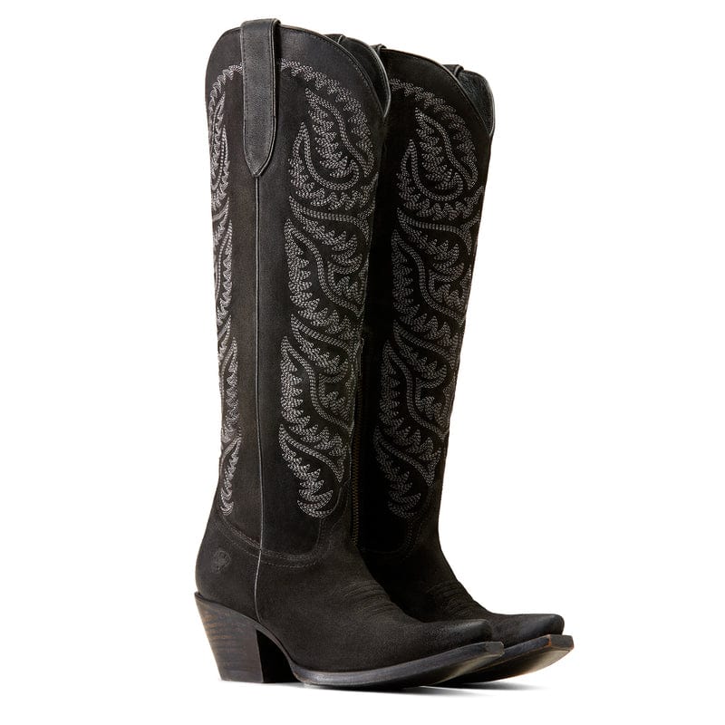 Ariat Women's Laramie Distressed Black Suede StretchFit Snip Toe Western Boot 10046988 - Image 6