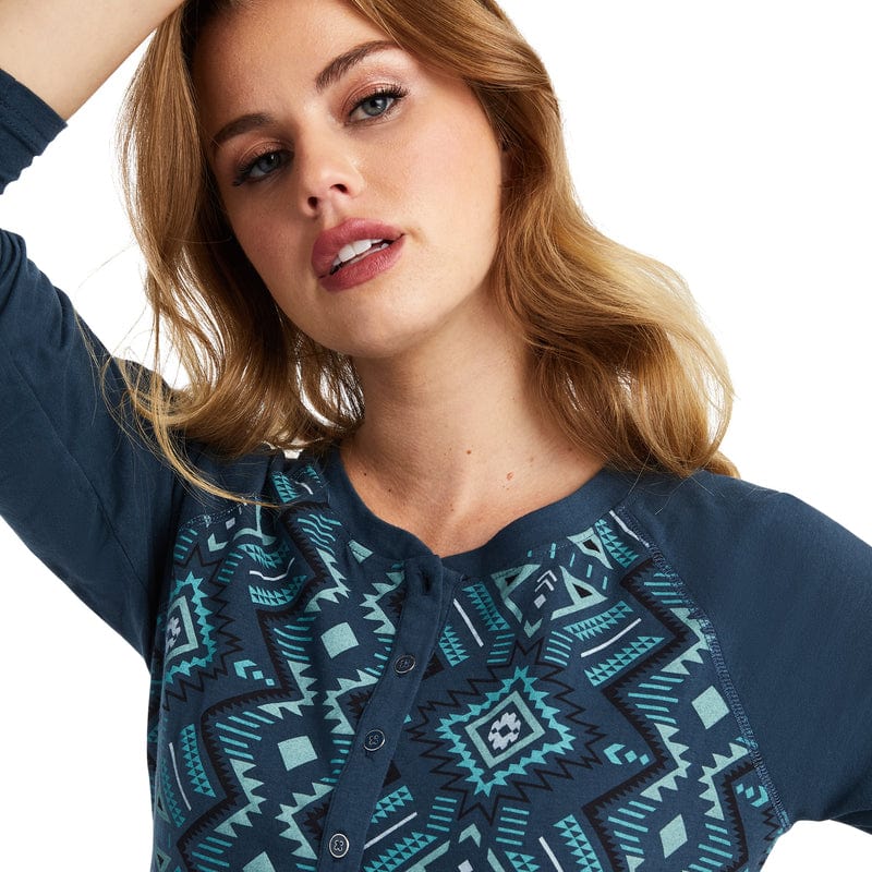 Ariat Women's Maze Midnight Navy Long Sleeve Shirt 10042300 - Image 3
