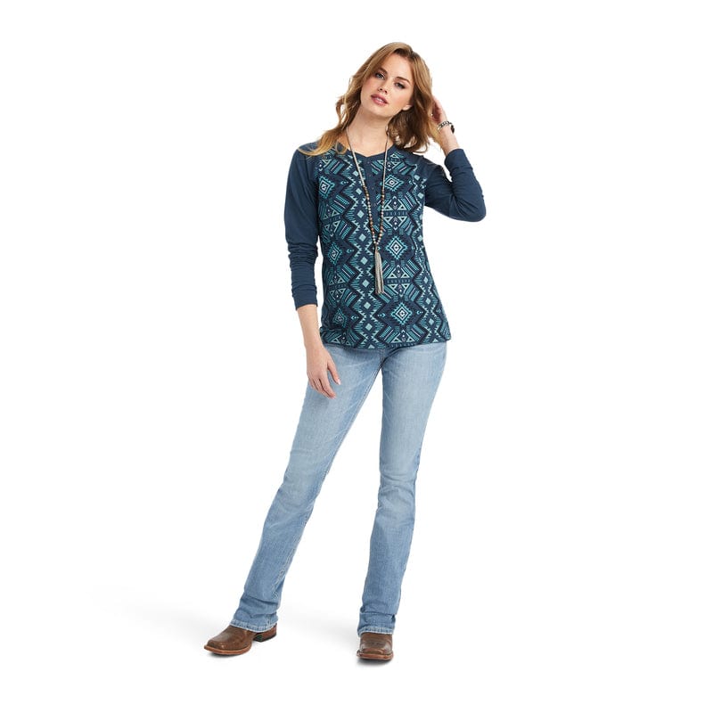 Ariat Women's Maze Midnight Navy Long Sleeve Shirt 10042300 - Image 4