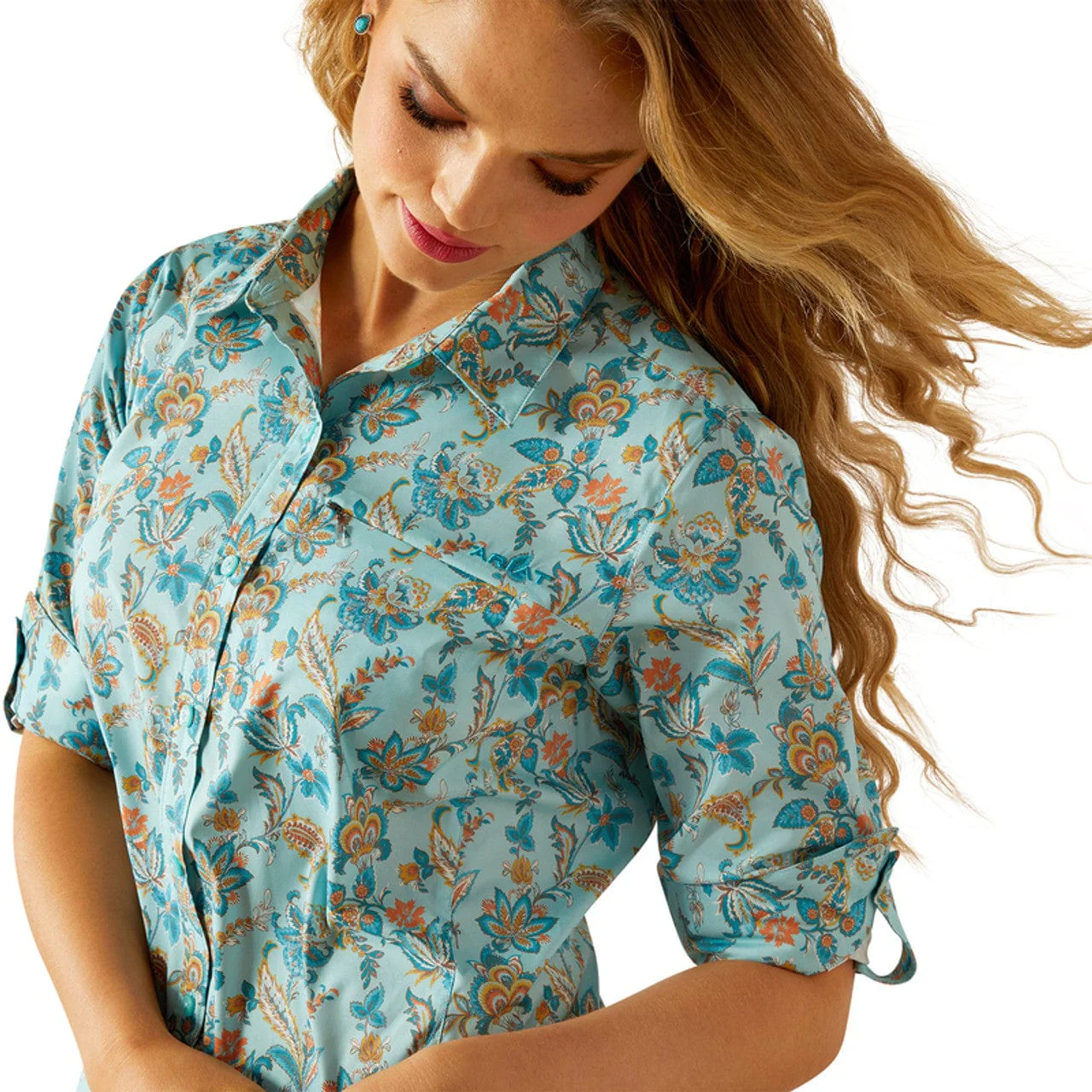 Ariat Women's Paisley Floral Ventek Button Down Shirt 10058801 - Image 5