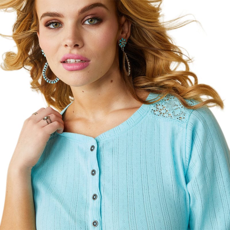 Ariat Women's Pointelle Gulf Stream Long Sleeve Henley Top 10043414 - Image 3
