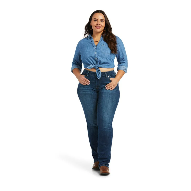 Ariat Women's REAL Candice Mid Rise Straight Leg Jeans 10039608 - Image 8