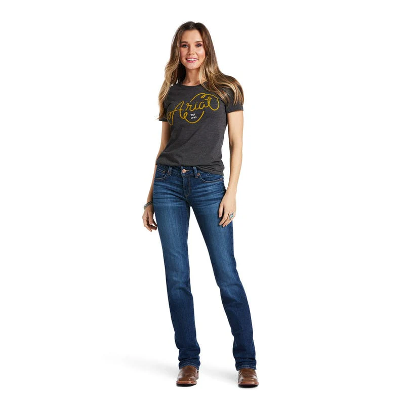 Ariat Women's REAL Candice Mid Rise Straight Leg Jeans 10039608 - Image 9