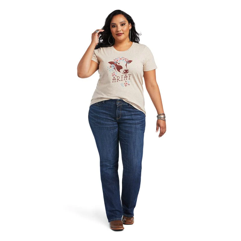 Women's REAL Moo Wheat Heather Short Sleeve Tee 10040627 - Image 8