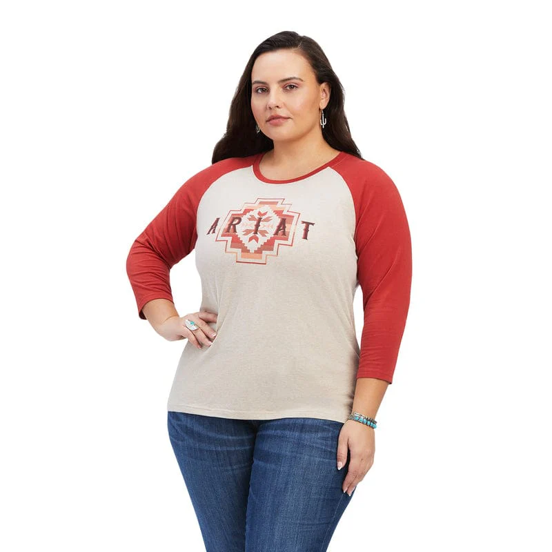 Ariat Women's REAL Rainbow Oatmeal Heather Classic Long Sleeve Shirt 10041294 - Image 2