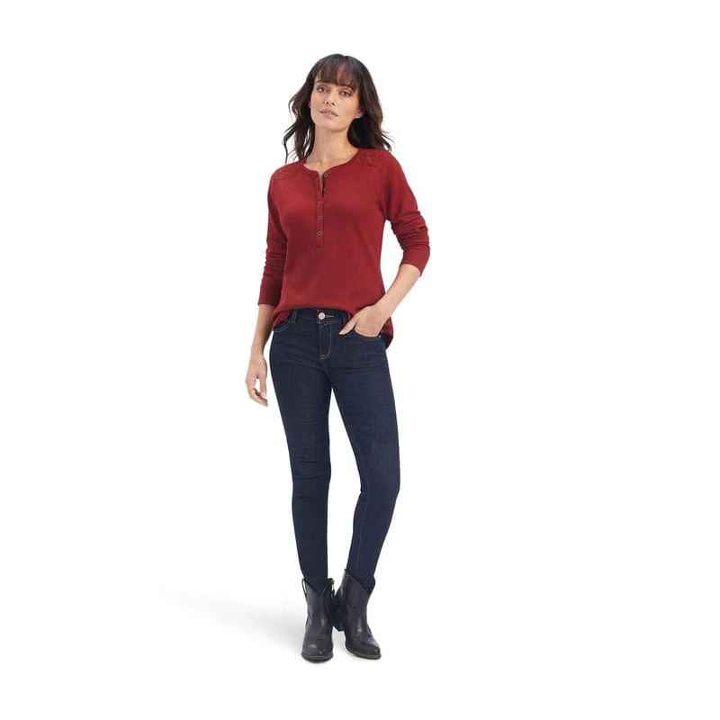 Ariat Women's Rouge Red Long Sleeve Shirt 10041340 - Image 4