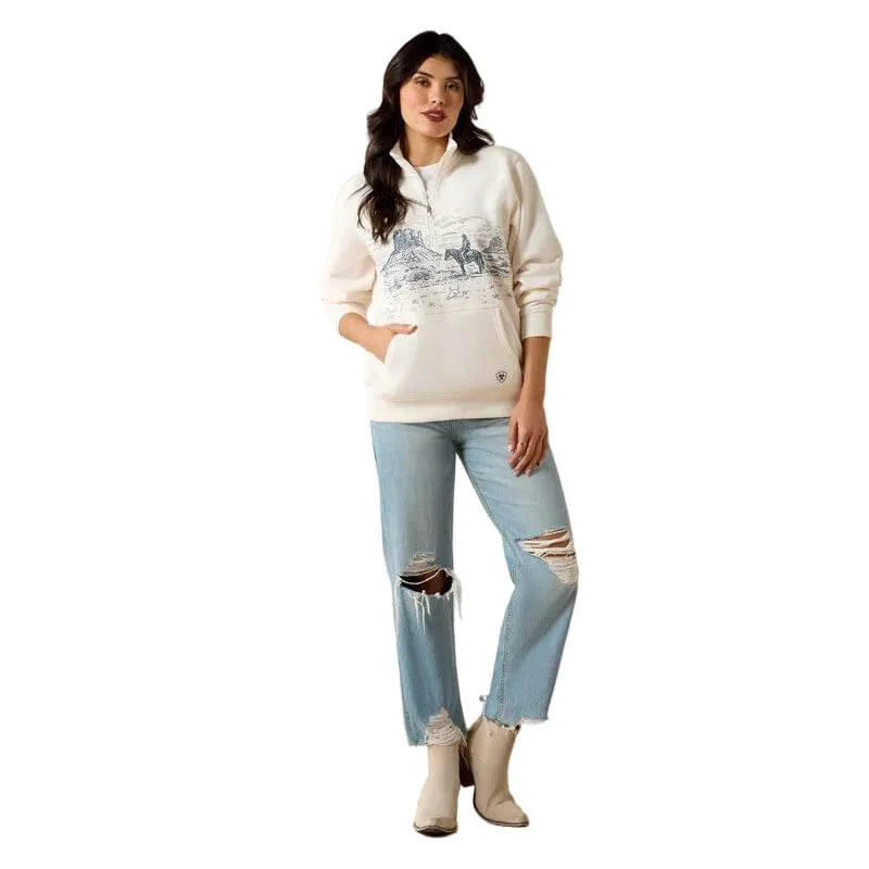 Ariat Women's Sea Salt Traveler 1/2 Zip Sweatshirt 10071161 - Image 3