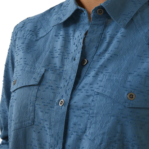 Ariat Women's Sharing Copen Blue Long Sleeve Button Down Shirt 10043657 - Image 3