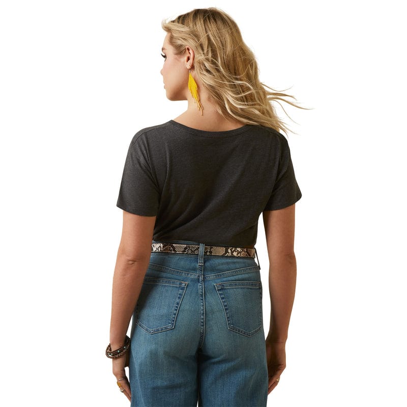 Ariat Women's Sunflower Cow Charcoal Heather Short Sleeve T-Shirt 10047640 - Image 3