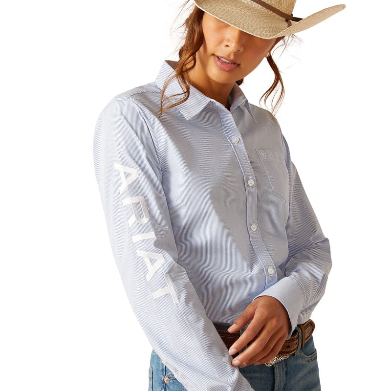 Ariat Women's Team Kirby Wrinkle Resist Ultramarine Stripe Long Sleeve Stretch Shirt 10048755 - Image 2