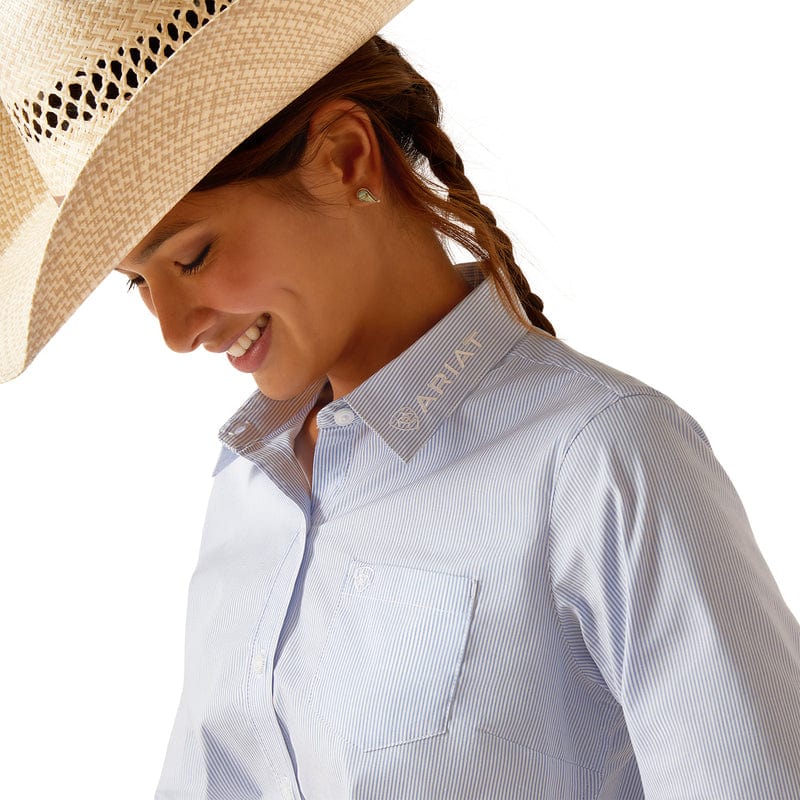 Ariat Women's Team Kirby Wrinkle Resist Ultramarine Stripe Long Sleeve Stretch Shirt 10048755 - Image 3