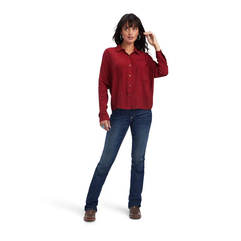 Ariat Women's Valley of Fire Sun-Dried Tomato Long Sleeve Shirt 10041663 - Image 3