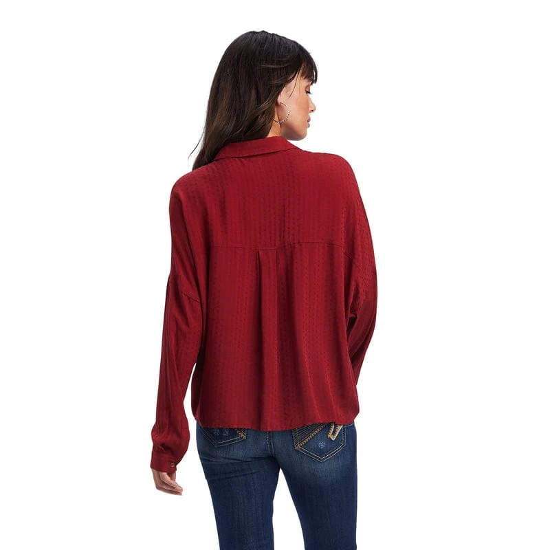 Ariat Women's Valley of Fire Sun-Dried Tomato Long Sleeve Shirt 10041663 - Image 4