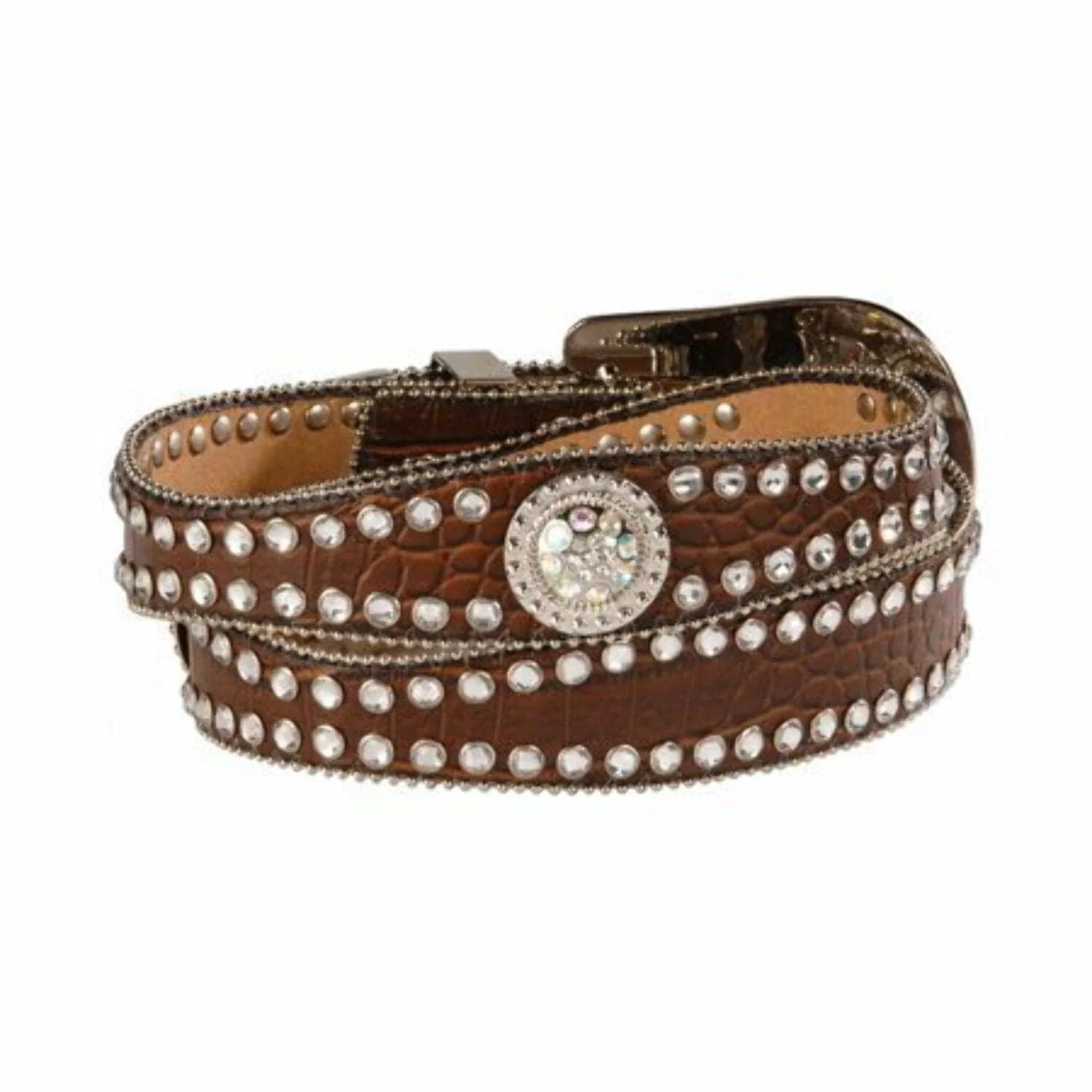 Blazin Roxx Women's Brown Croc Print Rhinestone Western Belt N3512002 - Image 2