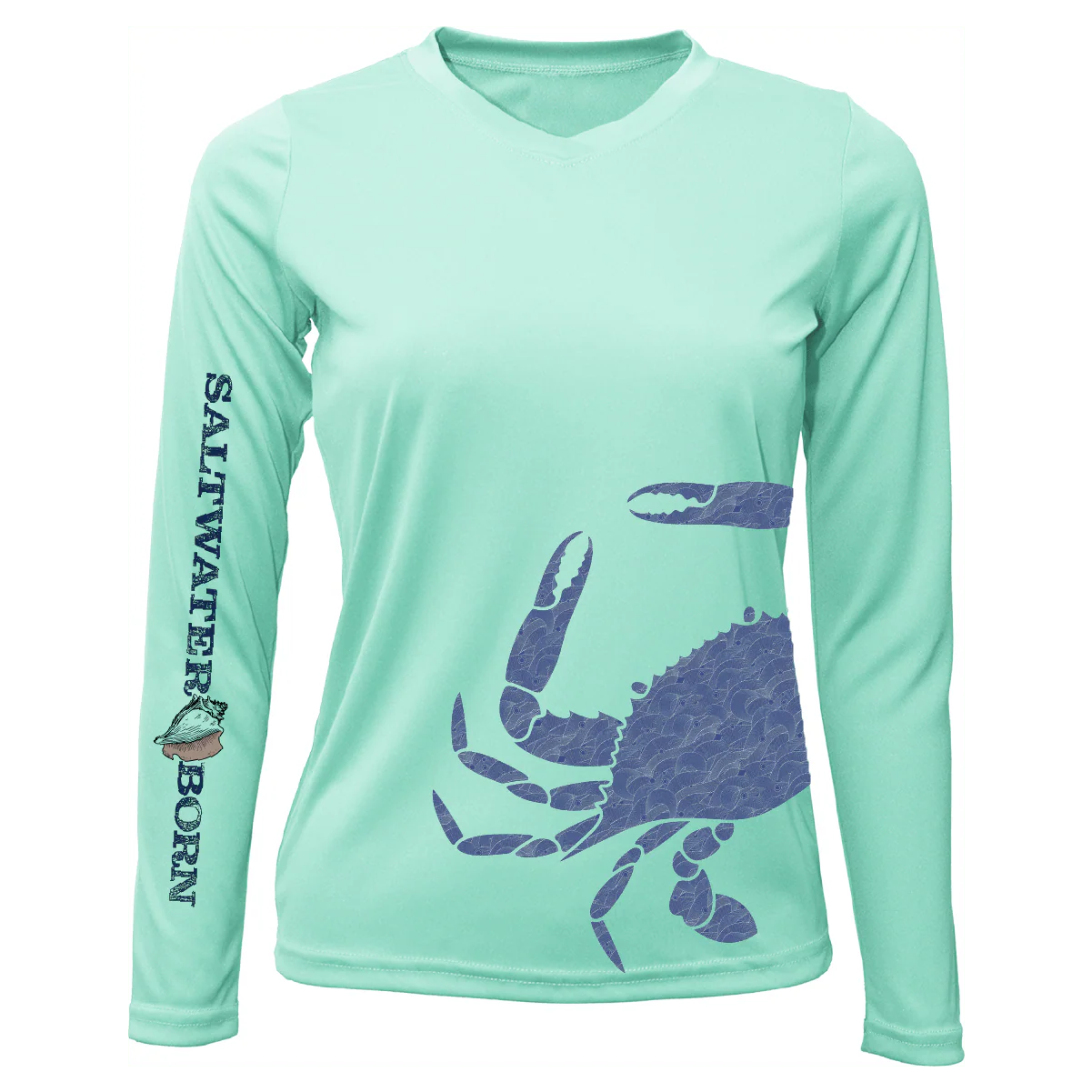 Blue Crab Wrap Women's Long Sleeve UPF 50+ Dry-Fit Shirt - Image 41